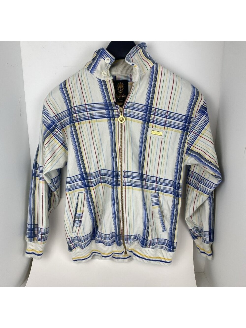 Attitude Gold Striped Cuffed Jacket Size Large Y2K